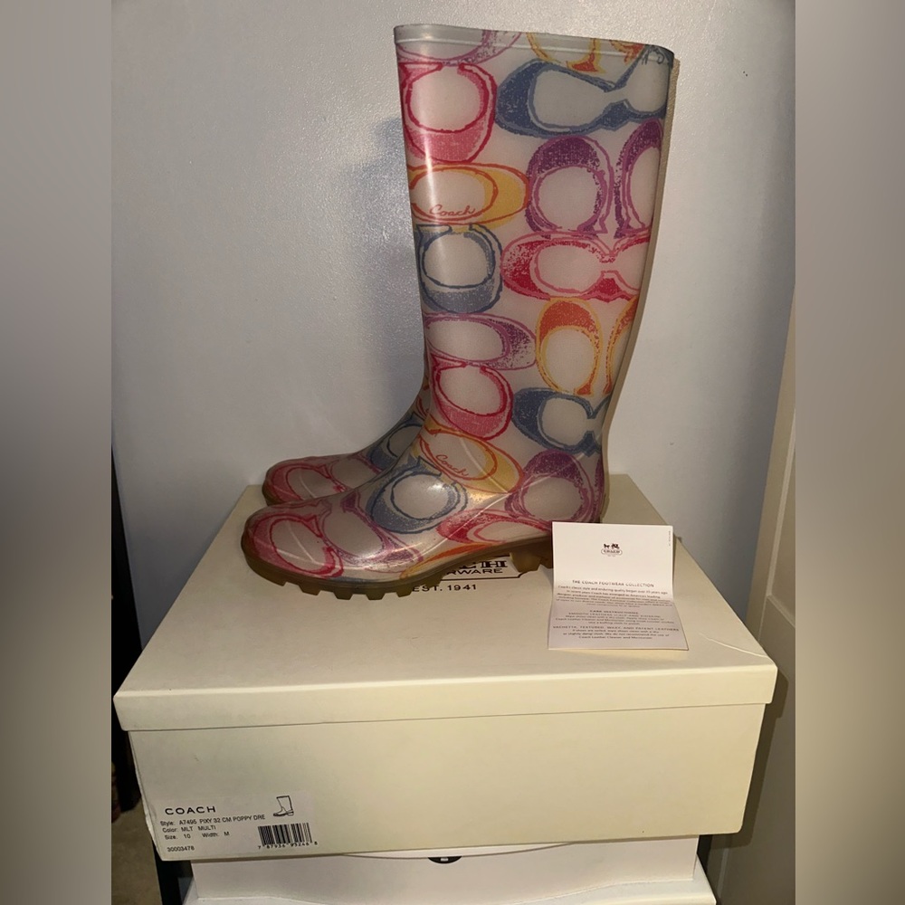 Rainbow Coach Rain Boots. - Picture 2 of 8